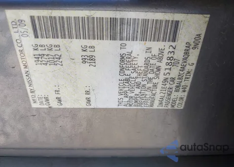 2009 Nissan Altima 2.5 S from USA, damaged, VIN 1N4AL21E49N518832